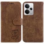 For Realme 14 Little Tiger Embossed Leather Phone Case(Brown)