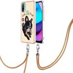 For Motorola Moto E20 / E30 / E40 Electroplating Dual-side IMD Phone Case with Lanyard(Lucky Dog)
