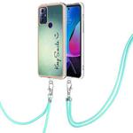 For Motorola Moto G Play 2023 Electroplating Dual-side IMD Phone Case with Lanyard(Smile)