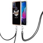 For Motorola Moto G Play 2023 Electroplating Dual-side IMD Phone Case with Lanyard(Natural Growth)