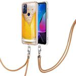 For Motorola Moto G Play 2023 Electroplating Dual-side IMD Phone Case with Lanyard(Draft Beer)