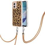 For Motorola Moto G53 / G13 / G23 Electroplating Dual-side IMD Phone Case with Lanyard(Leopard Print)