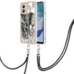 For Motorola Moto G53 / G13 / G23 Electroplating Dual-side IMD Phone Case with Lanyard(Totem Elephant)