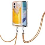 For Motorola Moto G53 / G13 / G23 Electroplating Dual-side IMD Phone Case with Lanyard(Draft Beer)