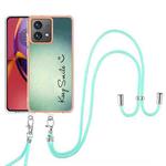 For Motorola Moto G84 Electroplating Dual-side IMD Phone Case with Lanyard(Smile)