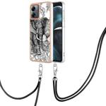 For Motorola Moto G14 Electroplating Dual-side IMD Phone Case with Lanyard(Totem Elephant)