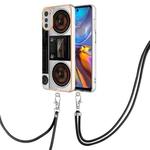 For Motorola Moto E32 4G/E32s Electroplating Dual-side IMD Phone Case with Lanyard(Retro Radio)