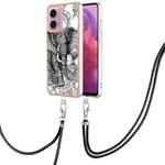 For Motorola Moto G04 4G / G24 4G Electroplating Dual-side IMD Phone Case with Lanyard(Totem Elephant)