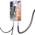 For Motorola Moto G85 Electroplating Dual-side IMD Phone Case with Lanyard(Totem Elephant)