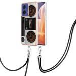 For Motorola Moto G85 Electroplating Dual-side IMD Phone Case with Lanyard(Retro Radio)