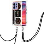 For Motorola Edge 50 Pro Electroplating Dual-side IMD Phone Case with Lanyard(Retro Radio)