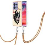 For Motorola Edge 50 Pro Electroplating Dual-side IMD Phone Case with Lanyard(Lucky Dog)