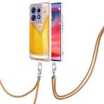 For Motorola Edge 50 Pro Electroplating Dual-side IMD Phone Case with Lanyard(Draft Beer)