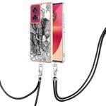 For Motorola Edge 50 Fusion Electroplating Dual-side IMD Phone Case with Lanyard(Totem Elephant)