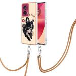 For Motorola Edge 50 Fusion Electroplating Dual-side IMD Phone Case with Lanyard(Lucky Dog)