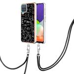 For Samsung Galaxy A12 Electroplating Dual-side IMD Phone Case with Lanyard(Equation)