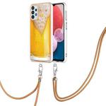 For Samsung Galaxy A13 4G Electroplating Dual-side IMD Phone Case with Lanyard(Draft Beer)