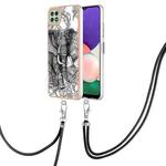 For Samsung Galaxy A22 5G US Version Electroplating Dual-side IMD Phone Case with Lanyard(Totem Elephant)
