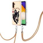For Samsung Galaxy A33 5G Electroplating Dual-side IMD Phone Case with Lanyard(Lucky Dog)