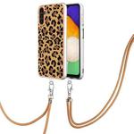 For Samsung Galaxy A53 5G Electroplating Dual-side IMD Phone Case with Lanyard(Leopard Print)