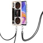 For Samsung Galaxy A73 5G Electroplating Dual-side IMD Phone Case with Lanyard(Retro Radio)