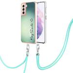 For Samsung Galaxy S21+ 5G Electroplating Dual-side IMD Phone Case with Lanyard(Smile)