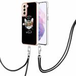 For Samsung Galaxy S21+ 5G Electroplating Dual-side IMD Phone Case with Lanyard(Natural Growth)