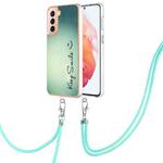 For Samsung Galaxy S21 5G Electroplating Dual-side IMD Phone Case with Lanyard(Smile)