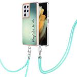 For Samsung Galaxy S21 Ultra 5G Electroplating Dual-side IMD Phone Case with Lanyard(Smile)