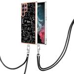 For Samsung Galaxy S22 Ultra 5G Electroplating Dual-side IMD Phone Case with Lanyard(Equation)