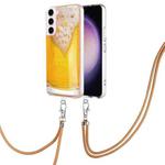 For Samsung Galaxy S23 5G Electroplating Dual-side IMD Phone Case with Lanyard(Draft Beer)