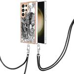 For Samsung Galaxy S24 Ultra 5G Electroplating Dual-side IMD Phone Case with Lanyard(Totem Elephant)