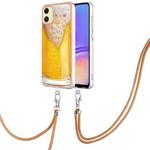 For Samsung Galaxy A05 Electroplating Dual-side IMD Phone Case with Lanyard(Draft Beer)