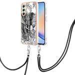 For Samsung Galaxy A25 5G Electroplating Dual-side IMD Phone Case with Lanyard(Totem Elephant)