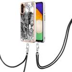 For Samsung Galaxy A35 Electroplating Dual-side IMD Phone Case with Lanyard(Totem Elephant)