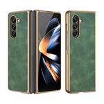 For Samsung Galaxy Z Fold5 Electroplated Lambskin Folding Phone Case(Alpine Green)