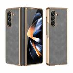 For Samsung Galaxy Z Fold5 Electroplated Lambskin Folding Phone Case(Grey)