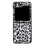 For Samsung Galaxy Z Flip5 Animal Pattern Texture Protective Phone Case(Silver Leopard Print)