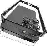 For iPhone 14 Pro Max 3 in 1 Ultra-thin Metal Frame + Lens + Film Phone Protection Set(Black)