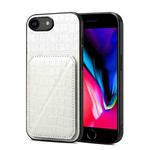 For iPhone SE 2022 / 2020 / 8 / 7 Imitation Crocodile Leather Back Phone Case with Holder(White)