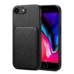 For iPhone SE 2022 / 2020 / 8 / 7 Imitation Calfskin Leather Back Phone Case with Holder(Black)