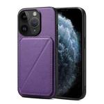 For iPhone 11 Pro Max Imitation Calfskin Leather Back Phone Case with Holder(Purple)