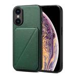 For iPhone XS Max Imitation Calfskin Leather Back Phone Case with Holder(Green)