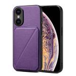 For iPhone XS Max Imitation Calfskin Leather Back Phone Case with Holder(Purple)