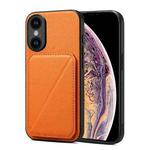 For iPhone XS Max Imitation Calfskin Leather Back Phone Case with Holder(Orange)