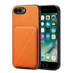 For iPhone 8 Plus / 7 Plus Imitation Calfskin Leather Back Phone Case with Holder(Orange)