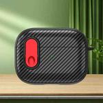 For AirPods Pro 2 Carbon Fiber Texture Wireless Earphones Case with Security Lock(Red)