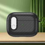 For AirPods Pro 2 Carbon Fiber Texture Wireless Earphones Case with Security Lock(White)