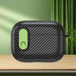 For AirPods Pro 2 Carbon Fiber Texture Wireless Earphones Case with Security Lock(Green)