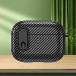 For AirPods Pro Carbon Fiber Texture Wireless Earphones Case with Security Lock(Black)